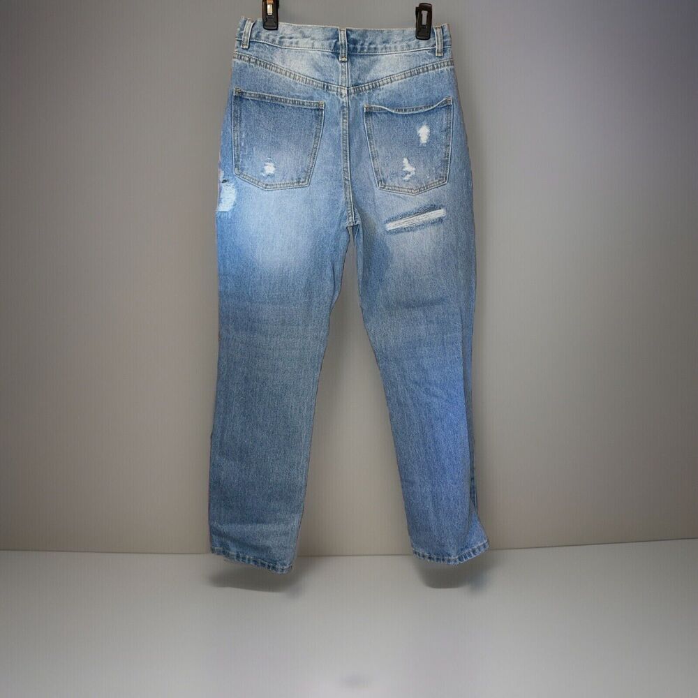 Rue21  Stretch Jeans Size 10 Light Wash Distressed Deconstructed High Rise - Picture 4 of 8